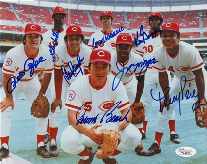 1975-76 Cincinnati Reds Big Red Machine "Great 8" Signed 8x10 Photo (JSA)